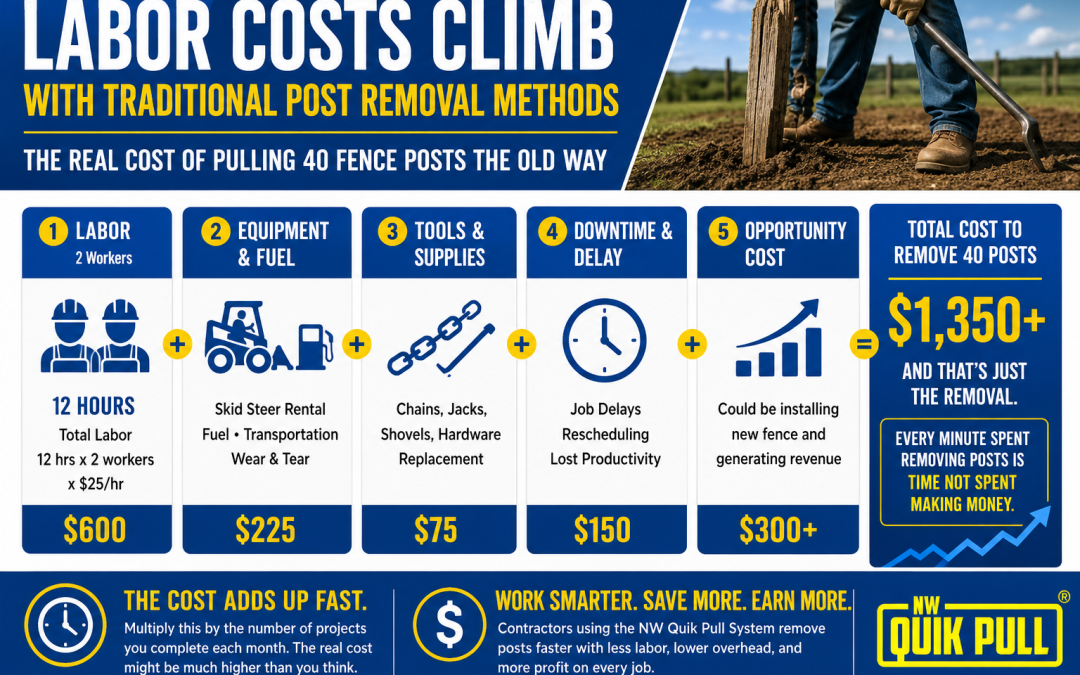 Labor cost comparison for fence post removal projects, fence post removal cost